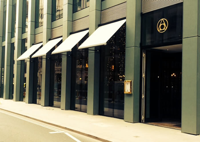 Classic Folding-Arm awning for The Alchemist restaurant in EC3